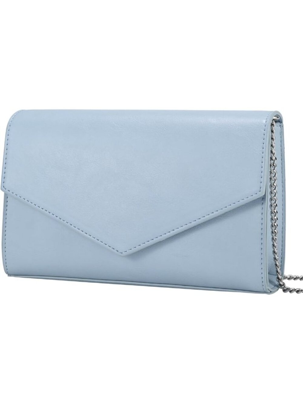 Women's Light Blue Faux Leather Clutch Purses Envelope Evening Shoulder Bag